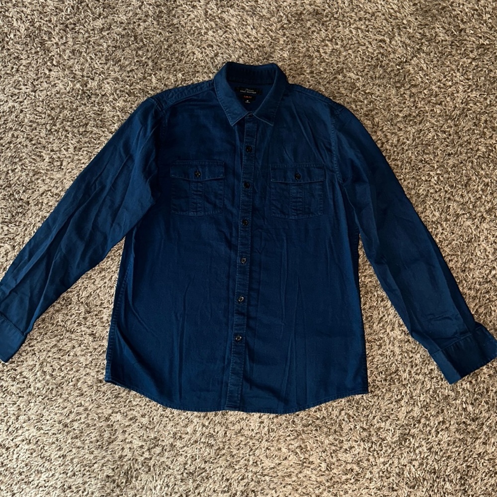 “Marc Anthony” Slim Fit Navy Blue Long Sleeve Button Down